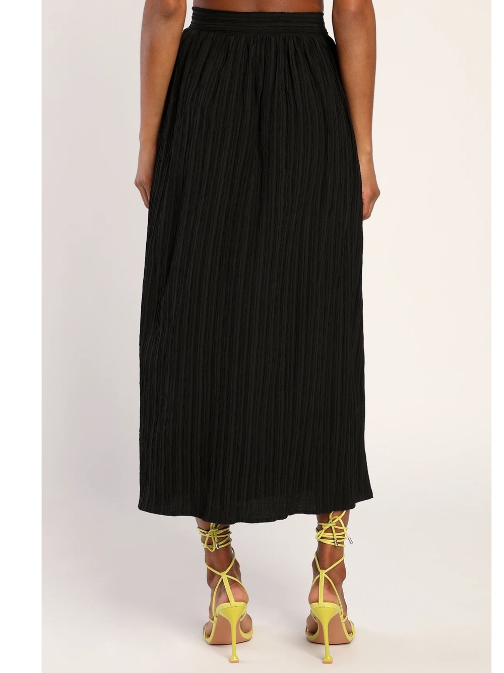 NWT Lulu’s Midsummer Memories Black Mid-Rise Maxi Skirt Large Small Euro Summer - Picture 3 of 5